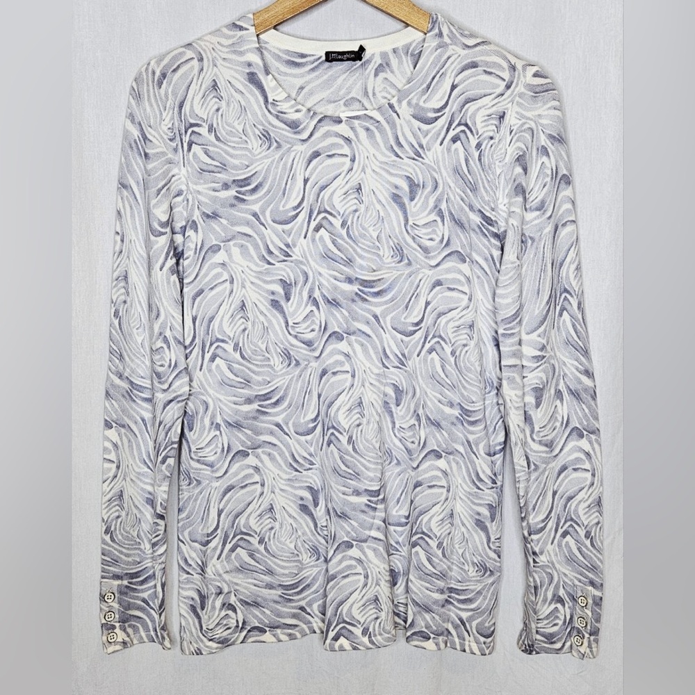 J. McLaughlin Gray Swirl Long Sleeve Top